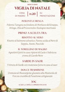 Bocconi Ristorante e Pizzeria menu Vigilia di Natale