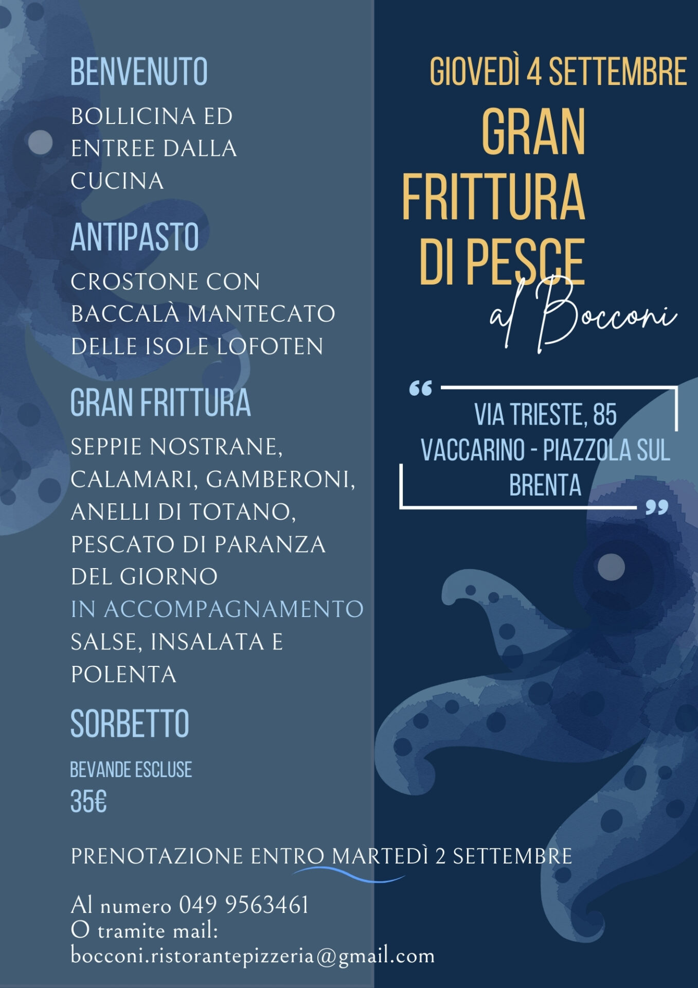 Bocconi Ristorante e Pizzeria - cena di pesce